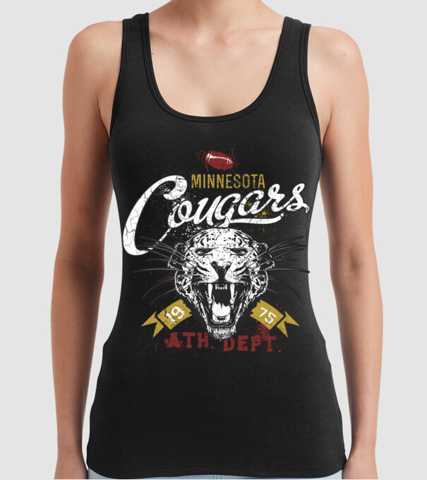 Minesota Cougars  TEXTURED model negru pe tricou