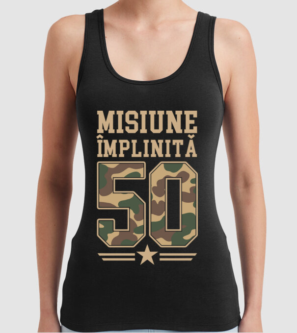 Misiune împlinită 50 model negru pe tricou