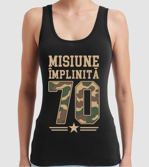 Misiune împlinită 70 model negru pe tricou