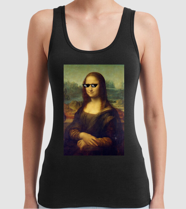 Mona Lisa Deal with it model negru pe tricou