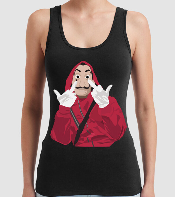 money heist fcku model negru pe tricou