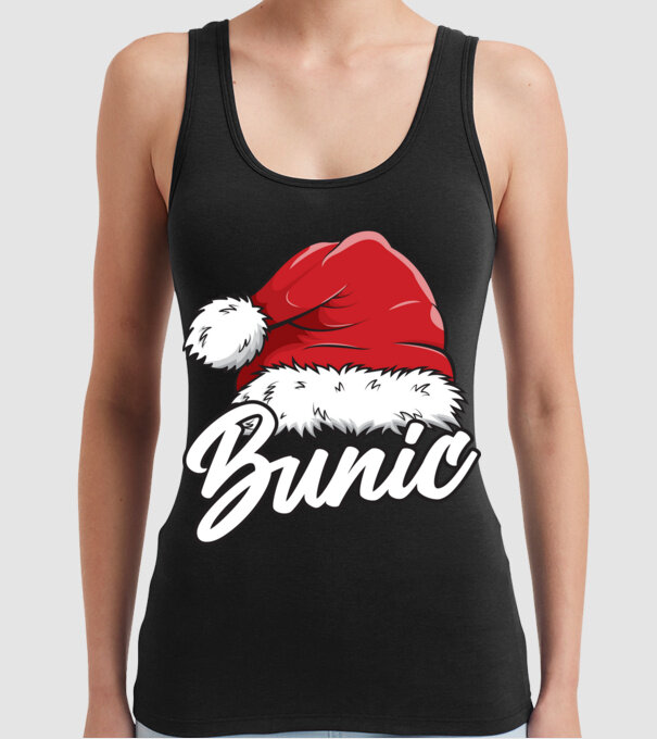 bunic Santa Hat model negru pe tricou