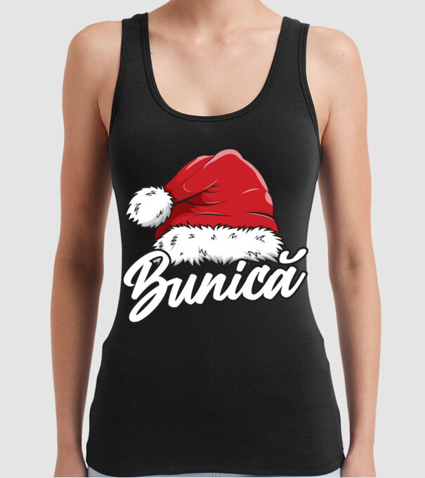 bunică Santa Hat model negru pe tricou