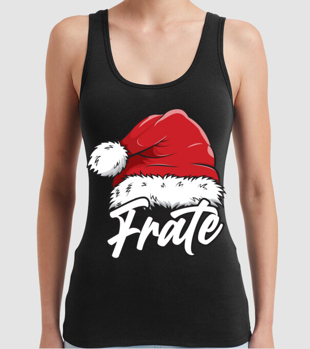 frate Santa Hat model negru pe tricou