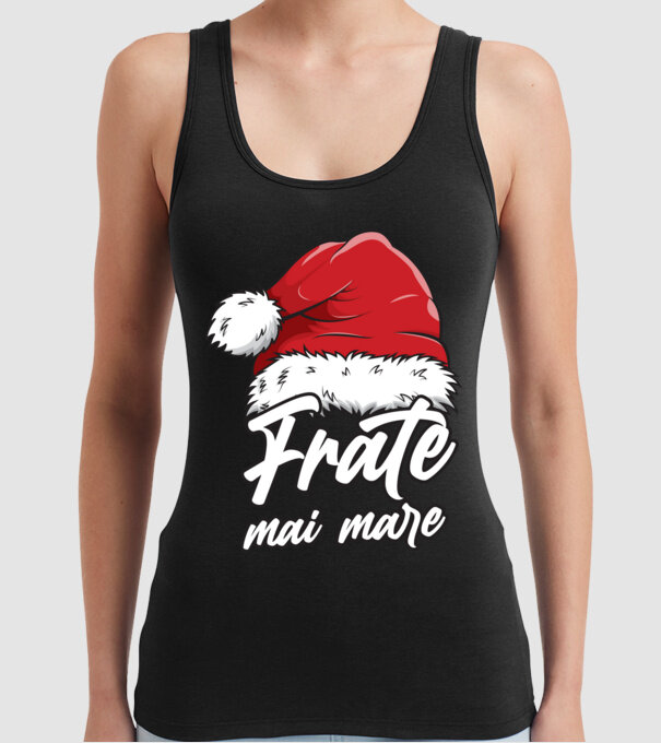 frate mai mare Santa Hat model negru pe tricou