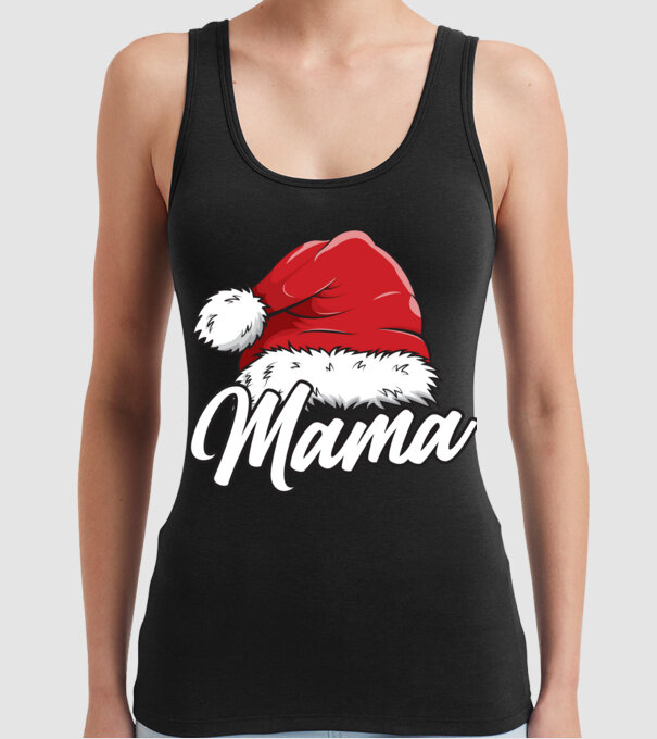 mama Santa Hat model negru pe tricou