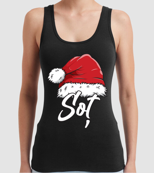 soț Santa Hat model negru pe tricou