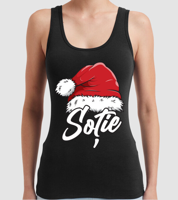 soție Santa Hat model negru pe tricou