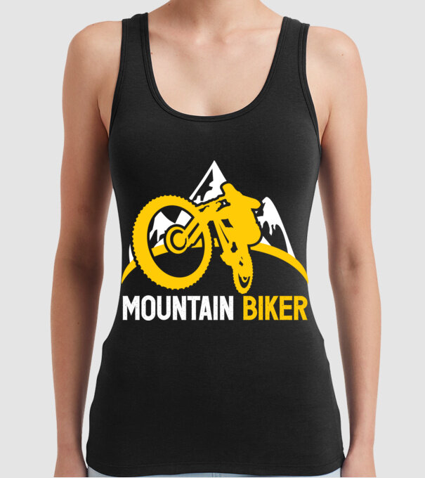 mountain biker model negru pe tricou