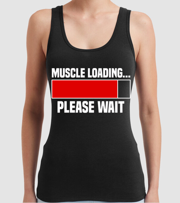 Muscle loading model negru pe tricou