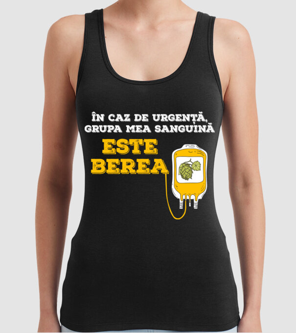 În caz de urgență, grupa mea sanguină este berea model negru pe tricou