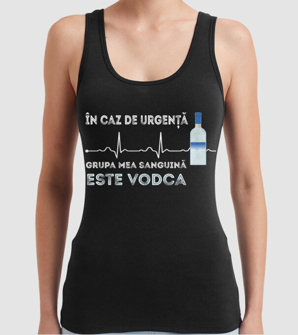 În caz de urgență, grupa mea sanguină este vodca model negru pe tricou