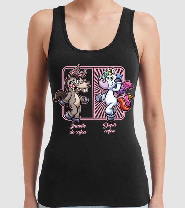 Înainte de cafea model negru pe tricou
