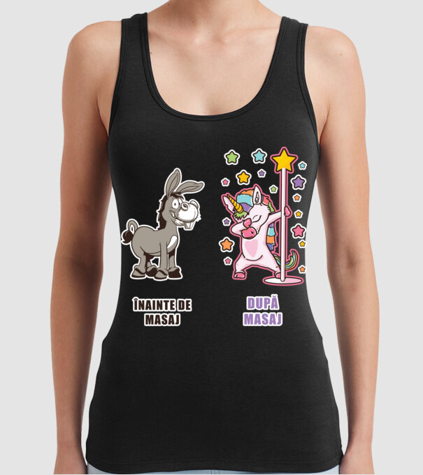 Înainte de masaj - După masaj model negru pe tricou
