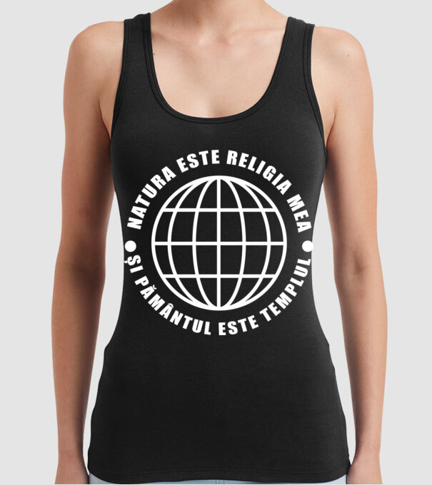 Natura este religia mea model negru pe tricou