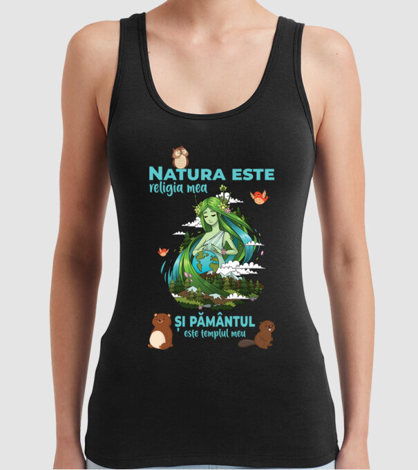 Natura este religia mea și pământul este templul meu model negru pe tricou