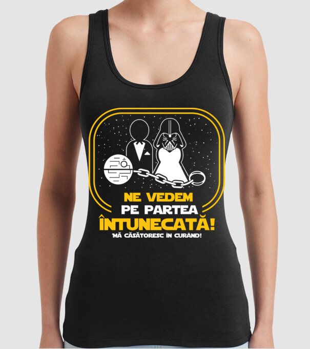 Ne vedem pe partea întunecată model negru pe tricou