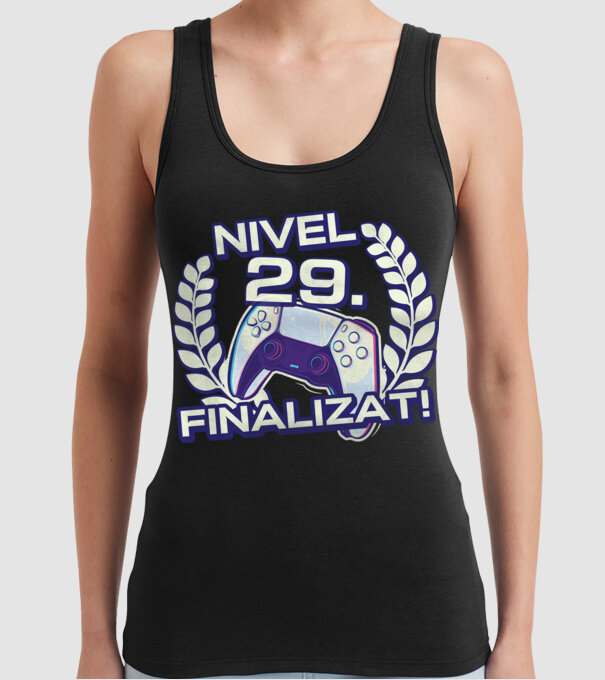 Nivel 29 finalizat! model negru pe tricou
