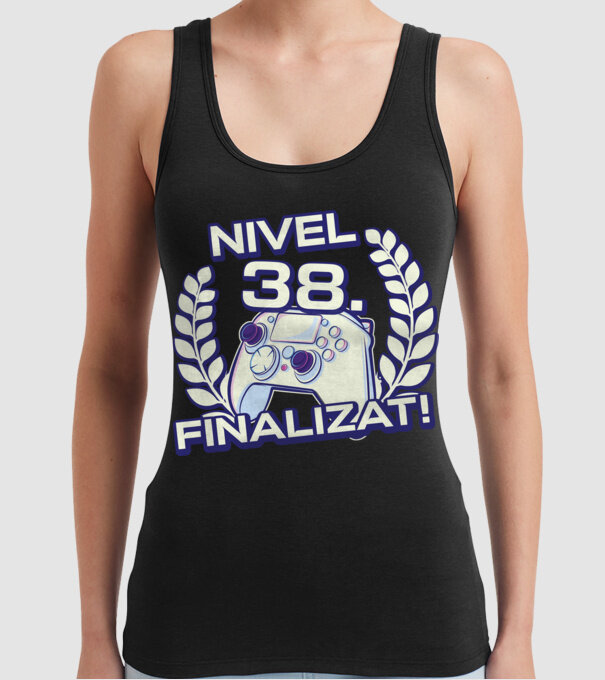 Nivel 38 finalizat! model negru pe tricou