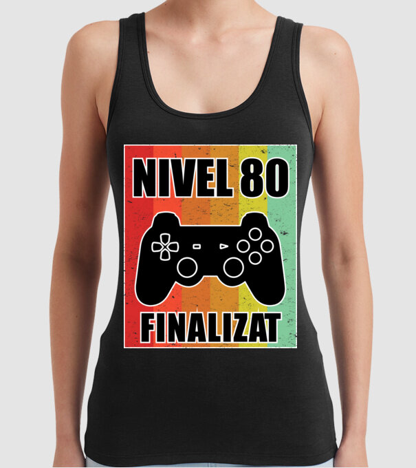 Nivel 80 finalizat model negru pe tricou