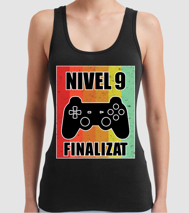 Nivel 9 finalizat model negru pe tricou