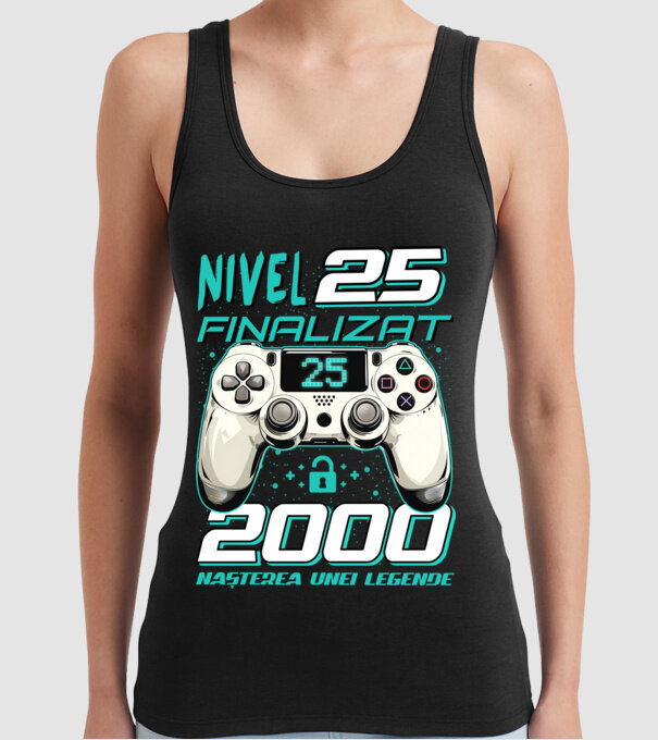 Nivel finalizat 25 2000 model negru pe tricou