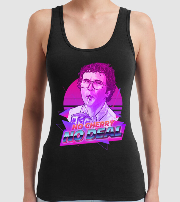 no cherry no deal stranger things model negru pe tricou