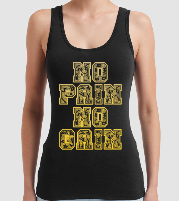 No Pain No Gain model negru pe tricou