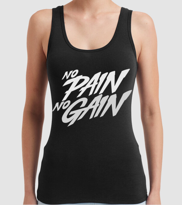 No Pain No Gain typography model negru pe tricou