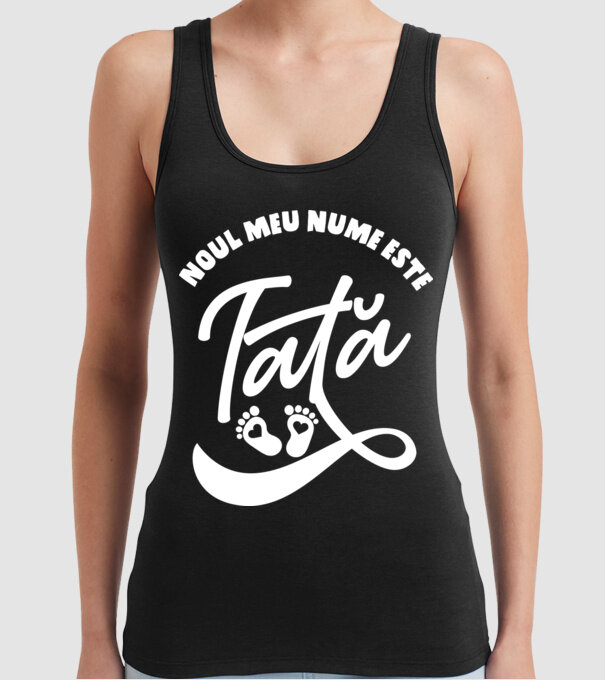 Noul meu nume este Tată model negru pe tricou
