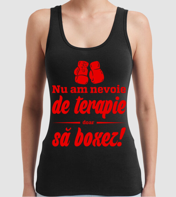 Nu am nevoie de terapie! Doar să boxez. model negru pe tricou