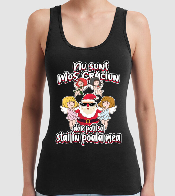 Nu sunt Moș Crăciun, dar poți să stai în poala mea model negru pe tricou