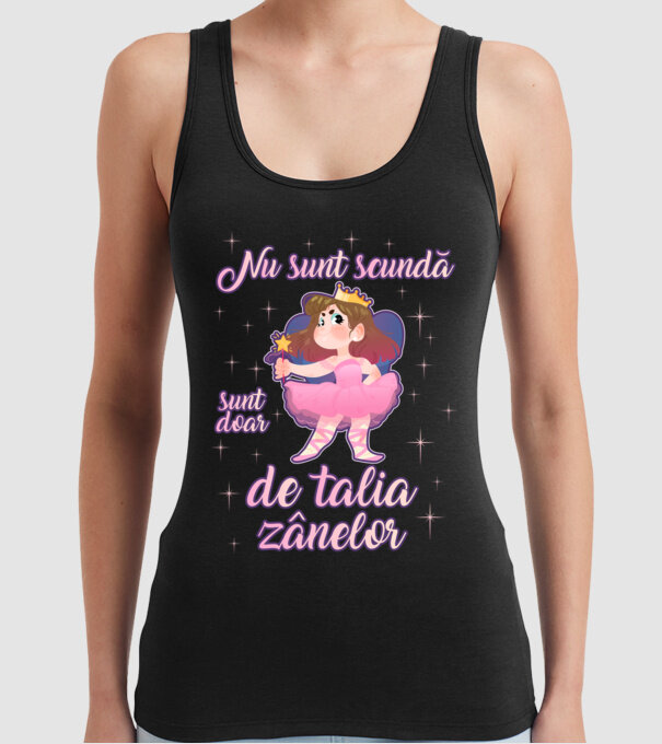 nu sunt scundă, sunt doar de talia zânelor model negru pe tricou