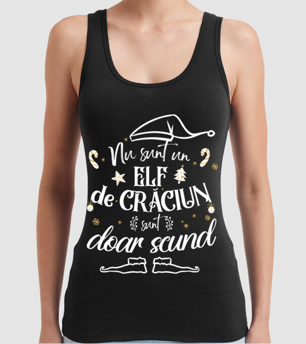 Nu sunt un elf de Crăciun, sunt doar scund Negru model negru pe tricou