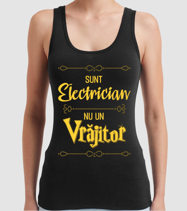 Sunt electrician, nu un vrăjitor model negru pe tricou