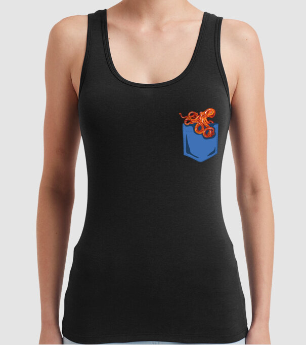 Octopus model negru pe tricou