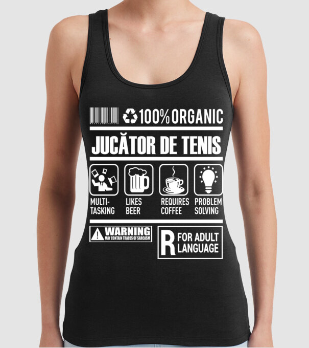 JUCĂTOR DE TENIS model negru pe tricou
