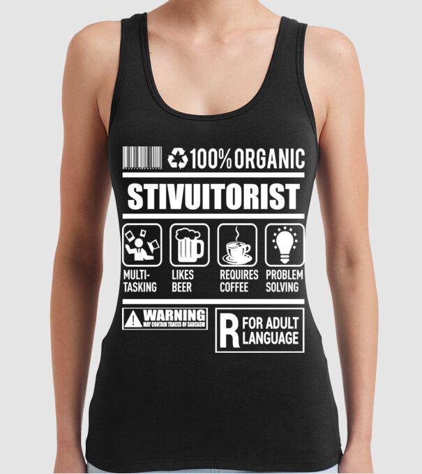 organic STIVUITORIST model negru pe tricou