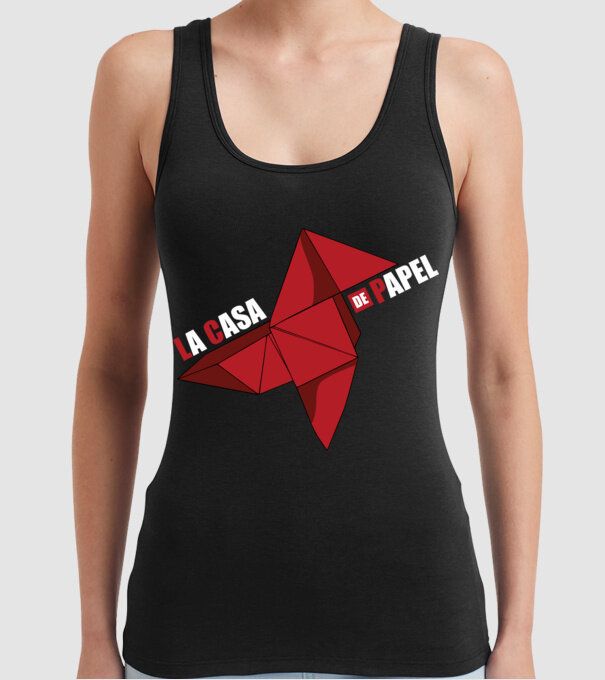 origami la casa de papel model negru pe tricou