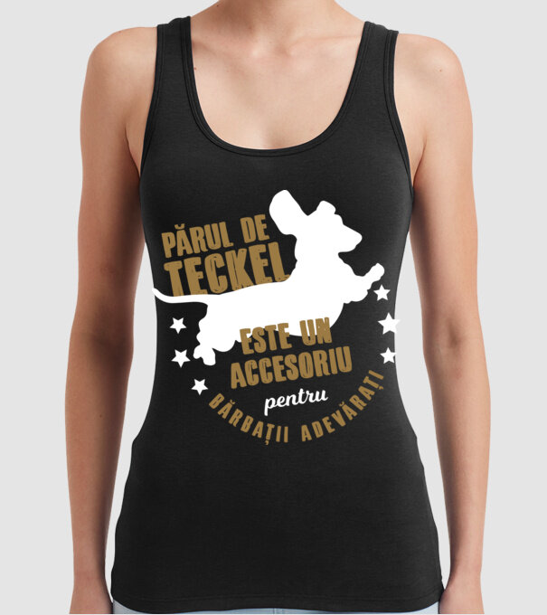 părul de teckel este un accesoriu pentru bărbații adevărați model negru pe tricou