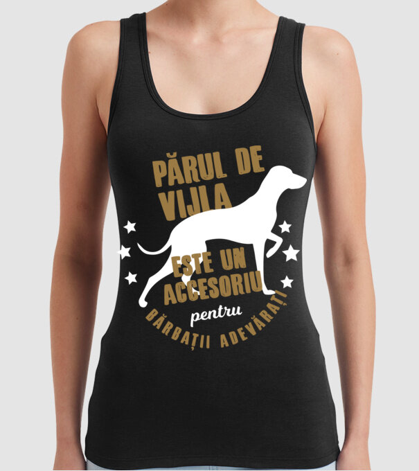părul de vijla este un accesoriu pentru bărbații adevărați model negru pe tricou