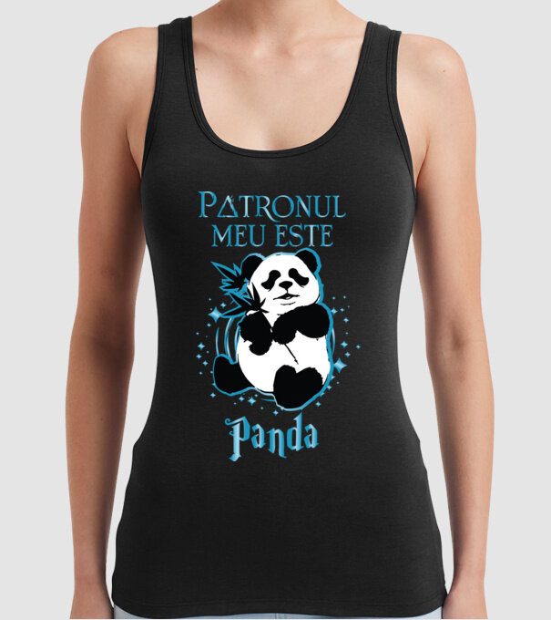 Patronul meu este PANDA model negru pe tricou