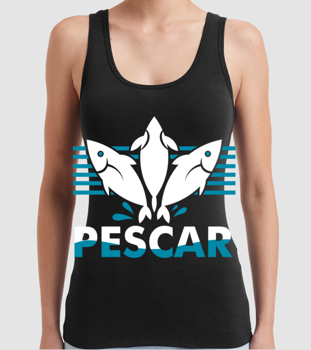 Pescar original model negru pe tricou