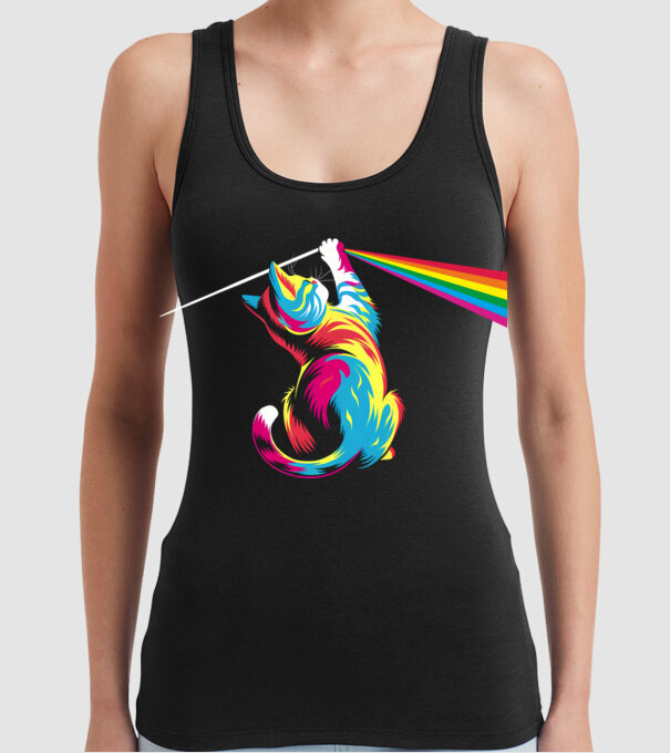 Pisica prismă model negru pe tricou