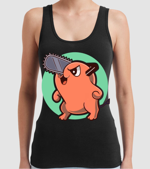 Pochita - ChainSawMan model negru pe tricou
