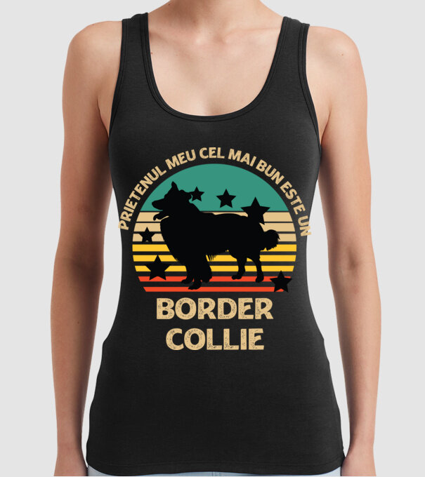 Prietenul meu cel mai bun este un border collie model negru pe tricou