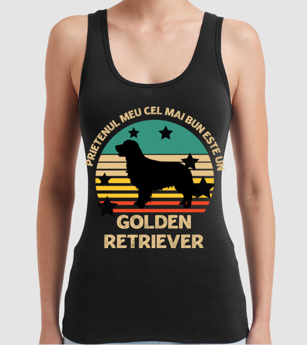 Prietenul meu cel mai bun este un golden retriever model negru pe tricou
