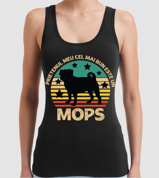 Prietenul meu cel mai bun este un mops model negru pe tricou