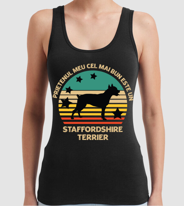 Prietenul meu cel mai bun este un staffi model negru pe tricou