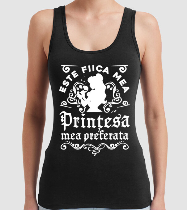 Prințesa mea preferată este fiica mea! model negru pe tricou